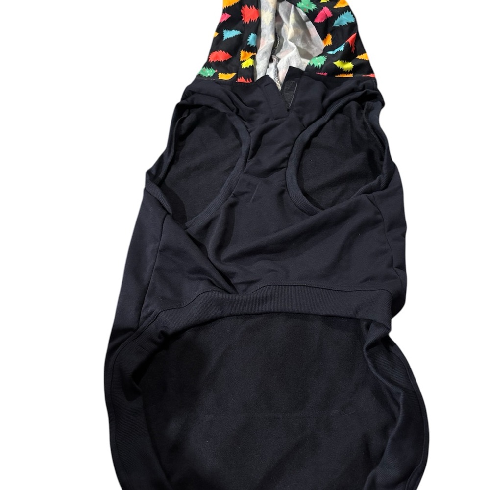 Christmas Dog Hoodie Sack with Multicolor Hood and Back Trim